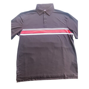 Black Clover Live Lucky Polo Shirt Golf Black Red Striped Short Sleeve Men's XL